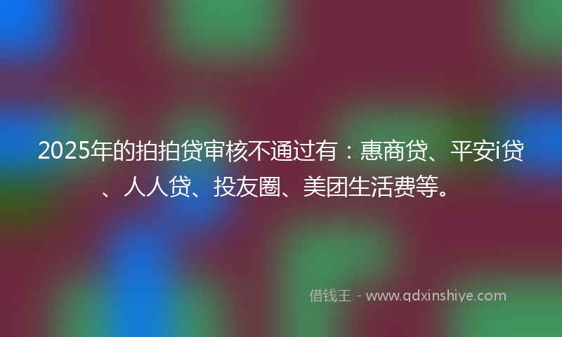 2025年的拍拍贷审核不通过有：惠商贷、平安i贷、人人贷、投友圈、美团生活费等。