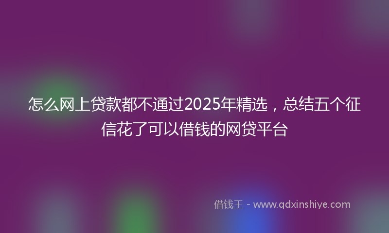 怎么网上贷款都不通过2025年精选，总结五个征信花了可以借钱的网贷平台