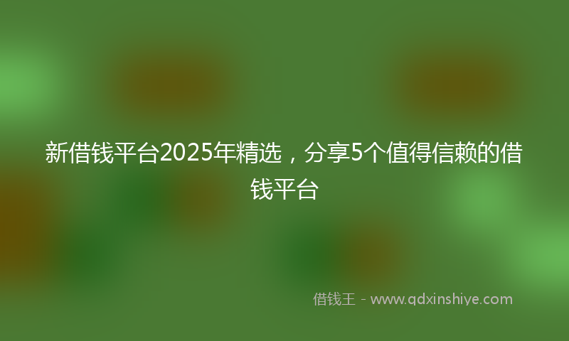 新借钱平台2025年精选，分享5个值得信赖的借钱平台