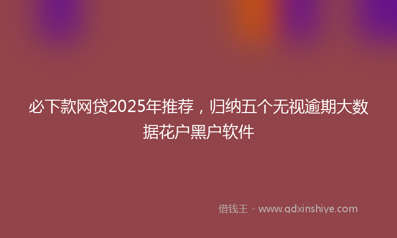 必下款网贷2025年推荐，归纳五个无视逾期大数据花户黑户软件