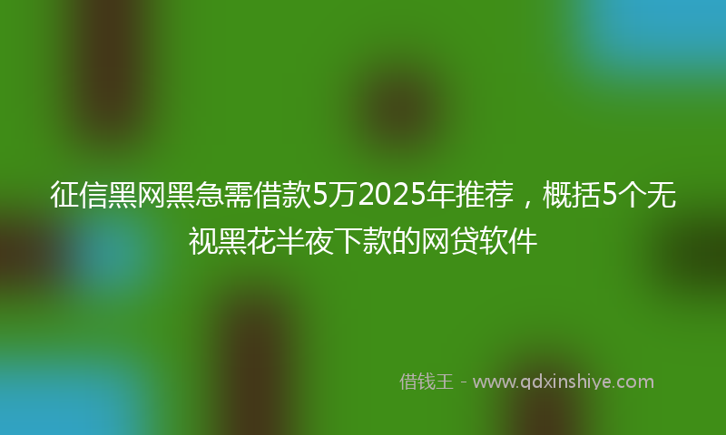 征信黑网黑急需借款5万2025年推荐，概括5个无视黑花半夜下款的网贷软件