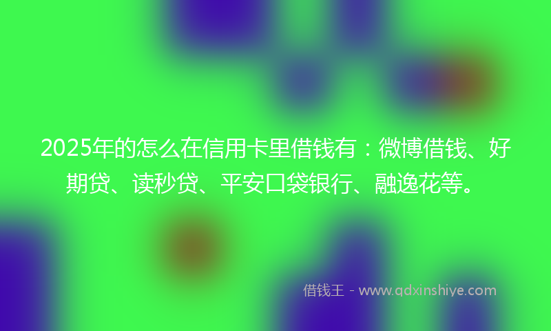 2025年的怎么在信用卡里借钱有：微博借钱、好期贷、读秒贷、平安口袋银行、融逸花等。