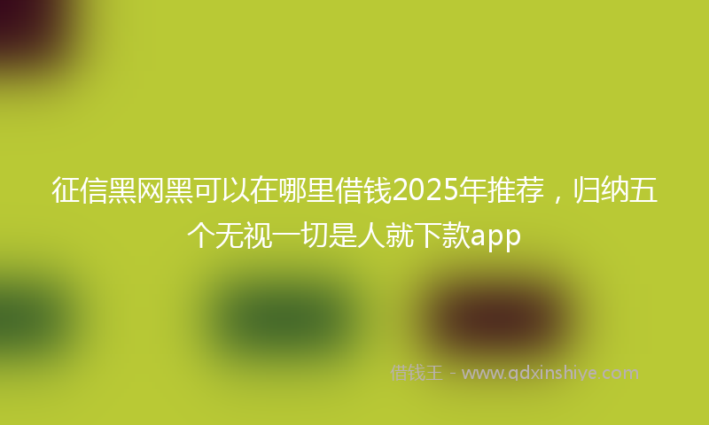 征信黑网黑可以在哪里借钱2025年推荐，归纳五个无视一切是人就下款app