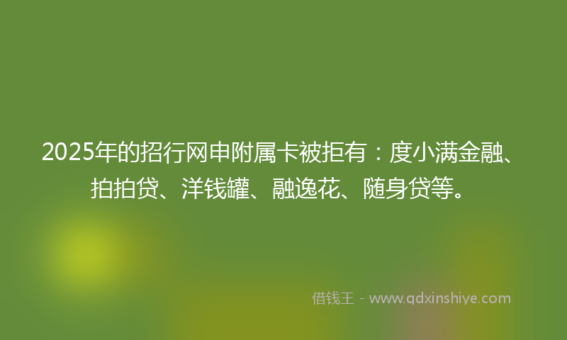 2025年的招行网申附属卡被拒有：度小满金融、拍拍贷、洋钱罐、融逸花、随身贷等。