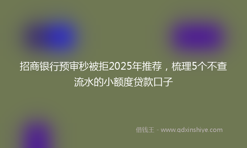 招商银行预审秒被拒2025年推荐，梳理5个不查流水的小额度贷款口子
