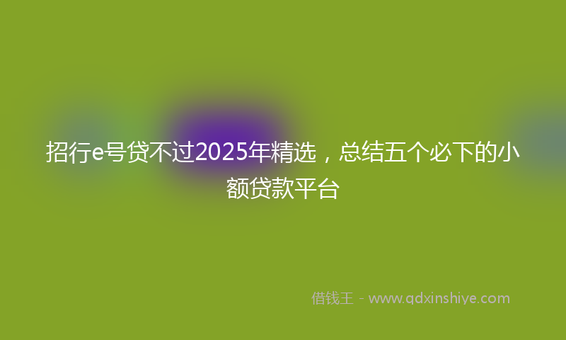 招行e号贷不过2025年精选，总结五个必下的小额贷款平台
