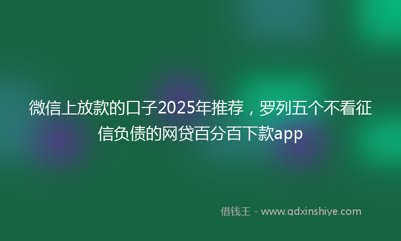 微信上放款的口子2025年推荐，罗列五个不看征信负债的网贷百分百下款app