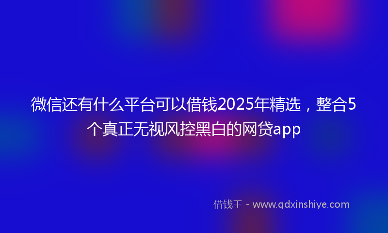 微信还有什么平台可以借钱2025年精选，整合5个真正无视风控黑白的网贷app