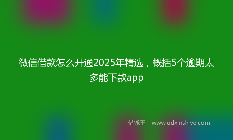 微信借款怎么开通2025年精选，概括5个逾期太多能下款app