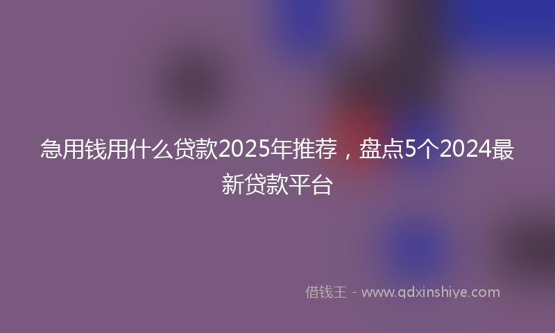 急用钱用什么贷款2025年推荐，盘点5个2024最新贷款平台