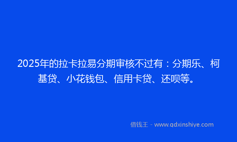 2025年的拉卡拉易分期审核不过有：分期乐、柯基贷、小花钱包、信用卡贷、还呗等。