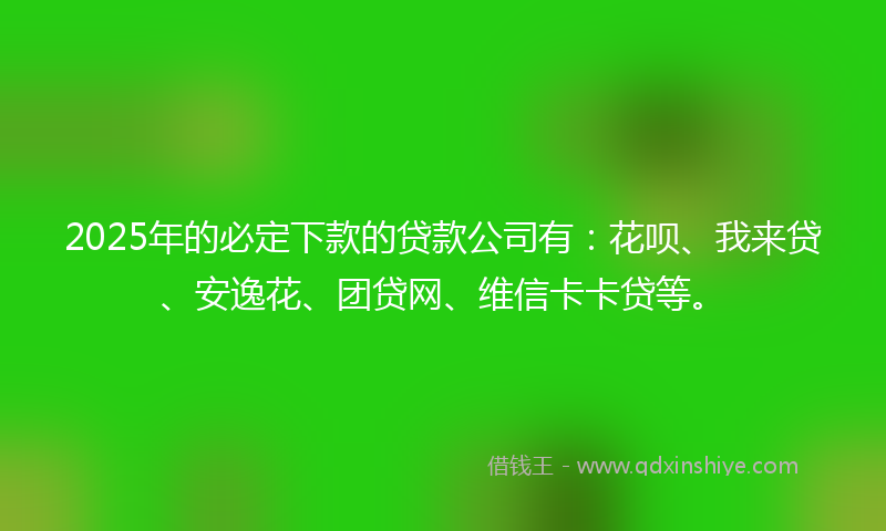 2025年的必定下款的贷款公司有：花呗、我来贷、安逸花、团贷网、维信卡卡贷等。