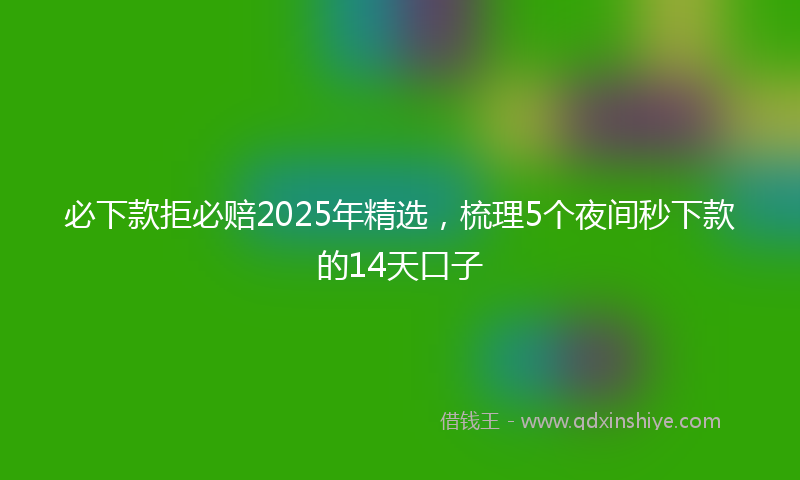 必下款拒必赔2025年精选，梳理5个夜间秒下款的14天口子
