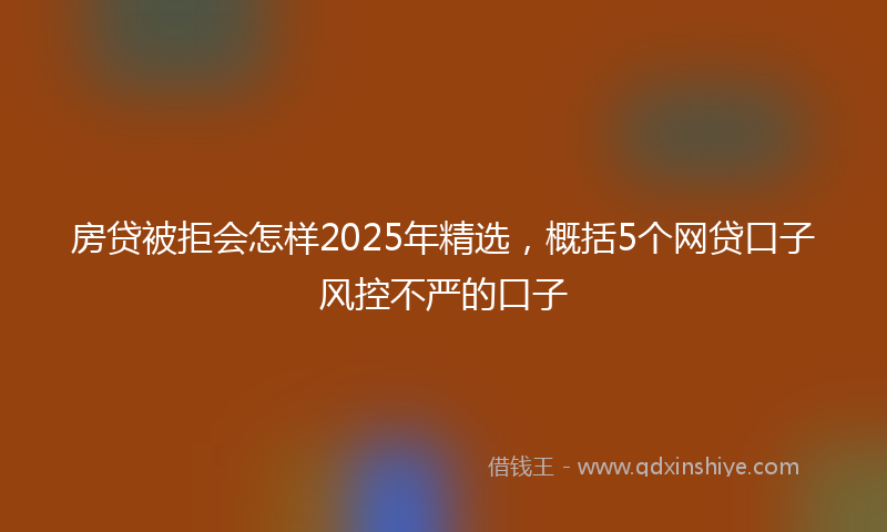 房贷被拒会怎样2025年精选，概括5个网贷口子风控不严的口子