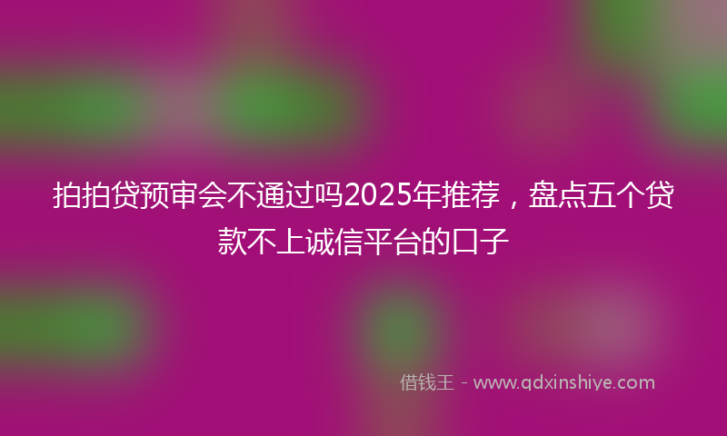 拍拍贷预审会不通过吗2025年推荐，盘点五个贷款不上诚信平台的口子
