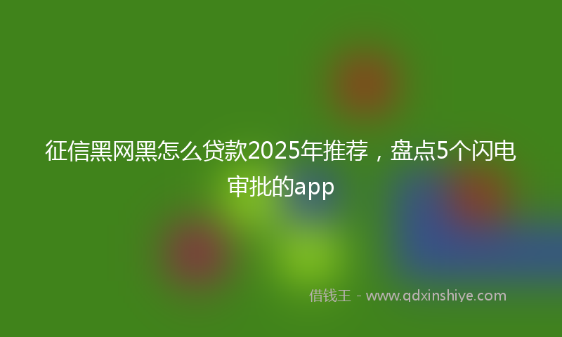 征信黑网黑怎么贷款2025年推荐，盘点5个闪电审批的app