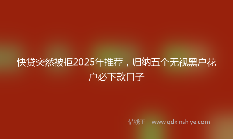 快贷突然被拒2025年推荐，归纳五个无视黑户花户必下款口子