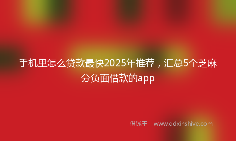手机里怎么贷款最快2025年推荐，汇总5个芝麻分负面借款的app