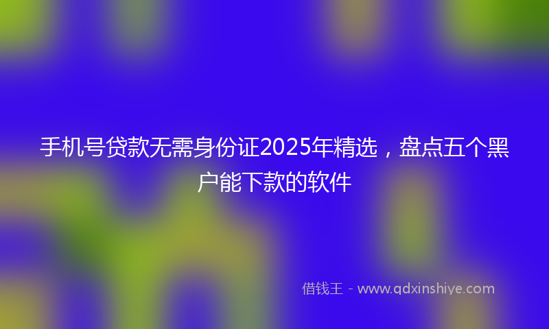 手机号贷款无需身份证2025年精选，盘点五个黑户能下款的软件