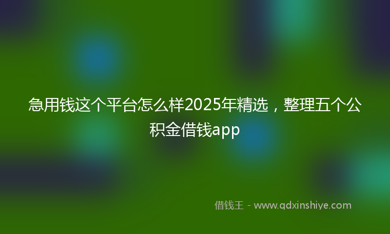 急用钱这个平台怎么样2025年精选，整理五个公积金借钱app