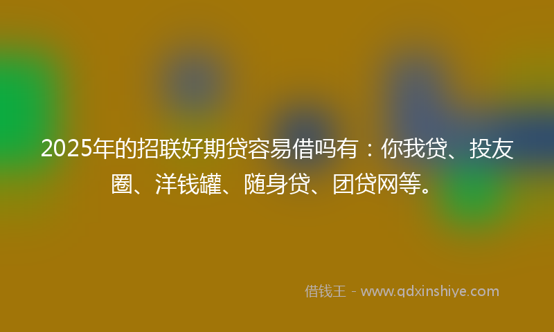 2025年的招联好期贷容易借吗有：你我贷、投友圈、洋钱罐、随身贷、团贷网等。