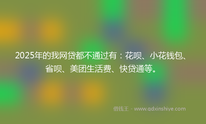 2025年的我网贷都不通过有：花呗、小花钱包、省呗、美团生活费、快贷通等。
