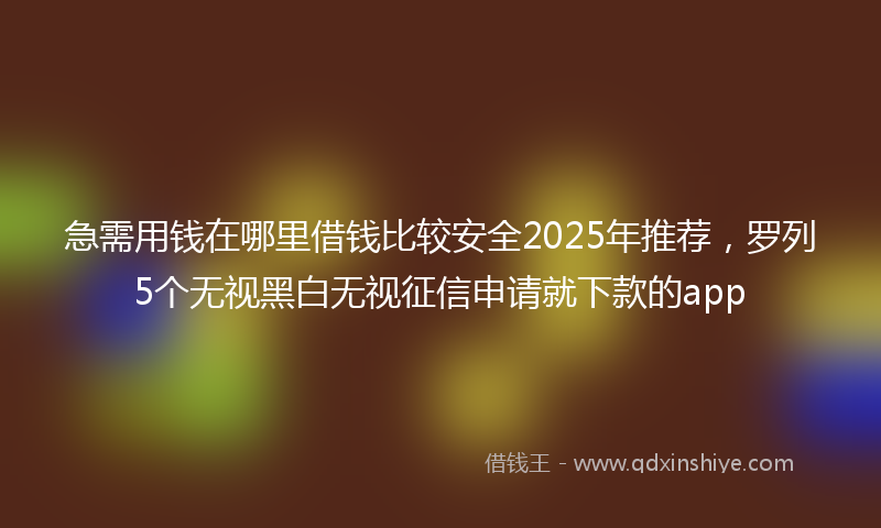 急需用钱在哪里借钱比较安全2025年推荐，罗列5个无视黑白无视征信申请就下款的app