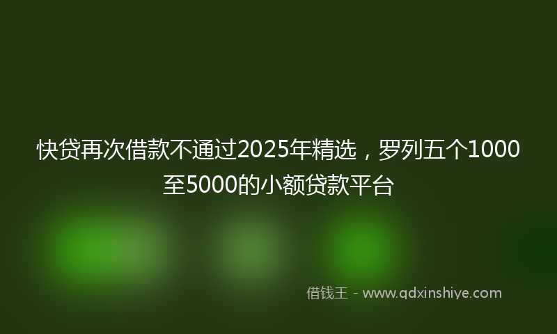 快贷再次借款不通过2025年精选，罗列五个1000至5000的小额贷款平台
