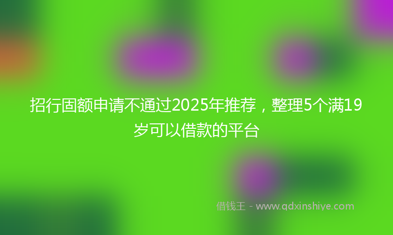 招行固额申请不通过2025年推荐，整理5个满19岁可以借款的平台