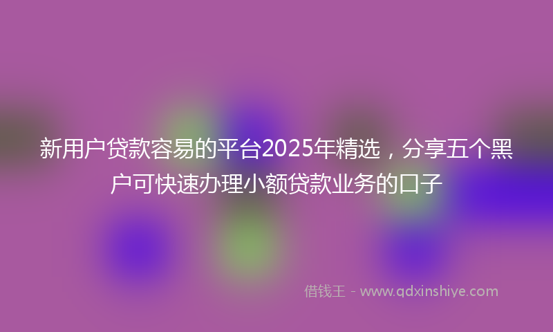 新用户贷款容易的平台2025年精选，分享五个黑户可快速办理小额贷款业务的口子