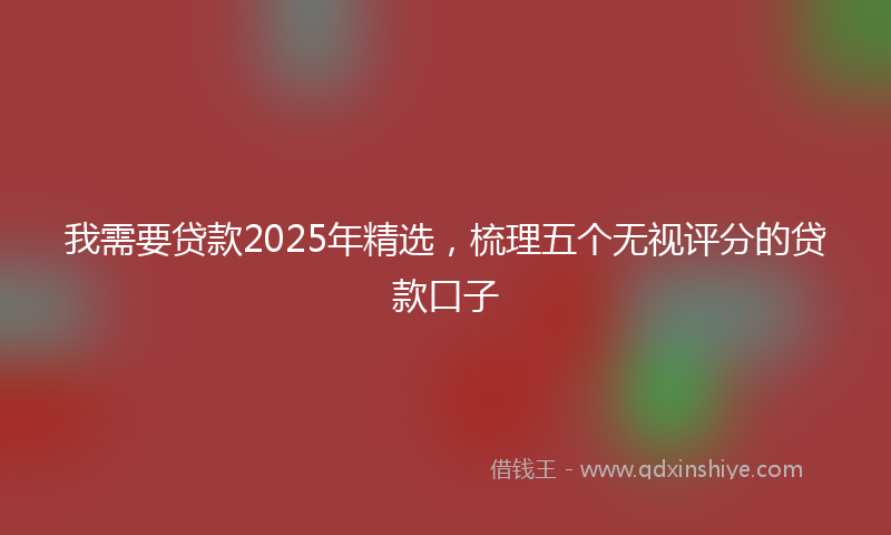 我需要贷款2025年精选，梳理五个无视评分的贷款口子