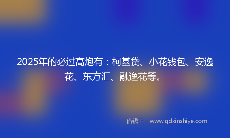 2025年的必过高炮有：柯基贷、小花钱包、安逸花、东方汇、融逸花等。