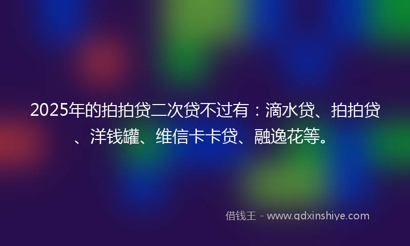 2025年的拍拍贷二次贷不过有：滴水贷、拍拍贷、洋钱罐、维信卡卡贷、融逸花等。