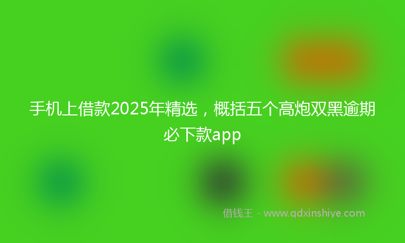 手机上借款2025年精选，概括五个高炮双黑逾期必下款app