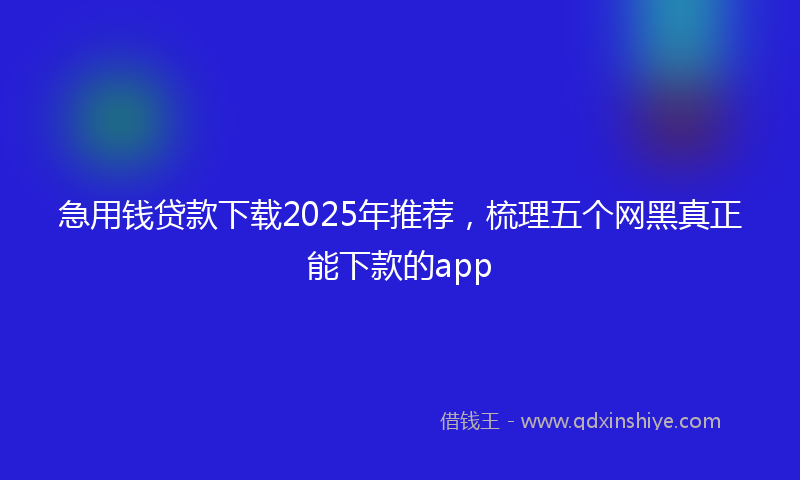 急用钱贷款下载2025年推荐，梳理五个网黑真正能下款的app
