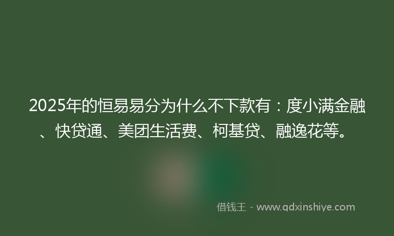 2025年的恒易易分为什么不下款有：度小满金融、快贷通、美团生活费、柯基贷、融逸花等。