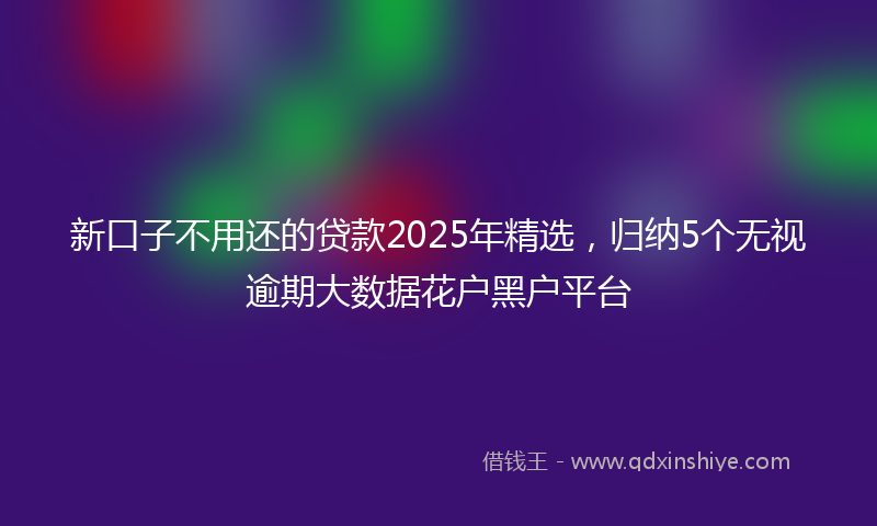 新口子不用还的贷款2025年精选，归纳5个无视逾期大数据花户黑户平台
