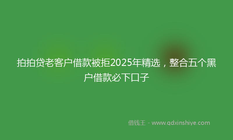 拍拍贷老客户借款被拒2025年精选，整合五个黑户借款必下口子