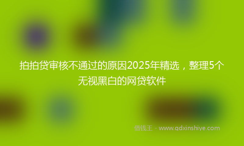 拍拍贷审核不通过的原因2025年精选，整理5个无视黑白的网贷软件