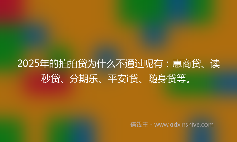 2025年的拍拍贷为什么不通过呢有：惠商贷、读秒贷、分期乐、平安i贷、随身贷等。