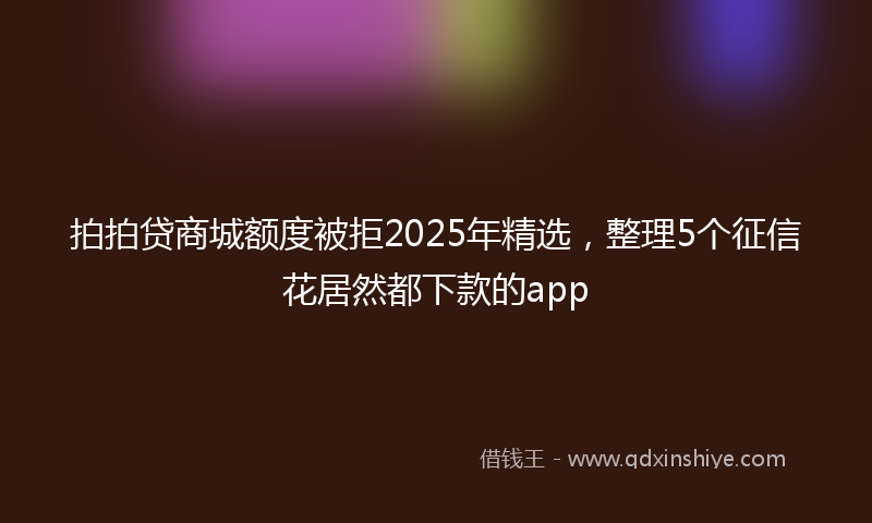 拍拍贷商城额度被拒2025年精选，整理5个征信花居然都下款的app