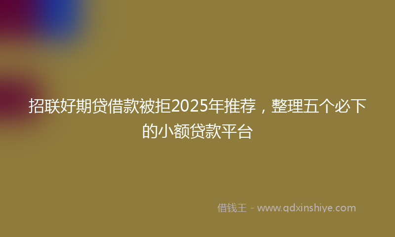 招联好期贷借款被拒2025年推荐，整理五个必下的小额贷款平台