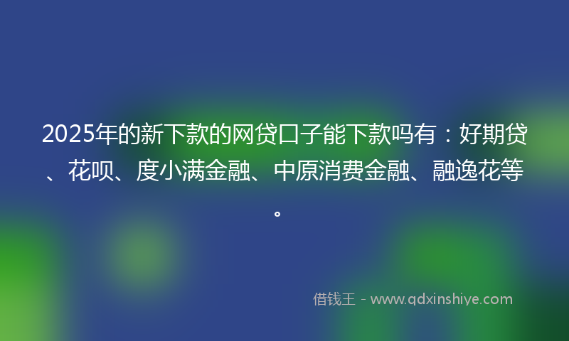 2025年的新下款的网贷口子能下款吗有：好期贷、花呗、度小满金融、中原消费金融、融逸花等。