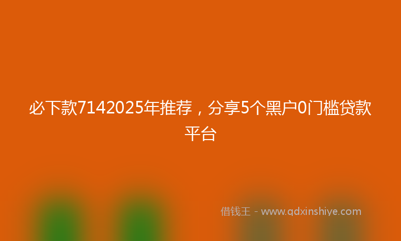 必下款7142025年推荐，分享5个黑户0门槛贷款平台