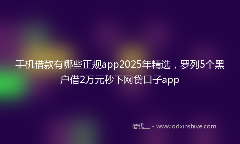 手机借款有哪些正规app2025年精选，罗列5个黑户借2万元秒下网贷口子app