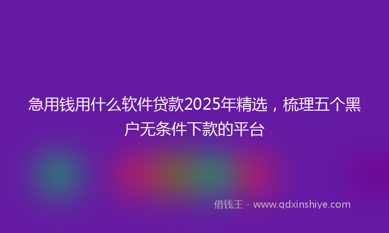 急用钱用什么软件贷款2025年精选，梳理五个黑户无条件下款的平台