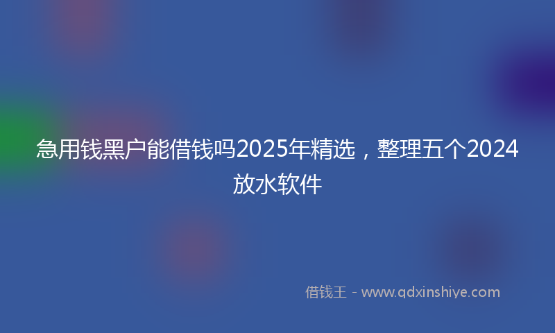 急用钱黑户能借钱吗2025年精选，整理五个2024放水软件