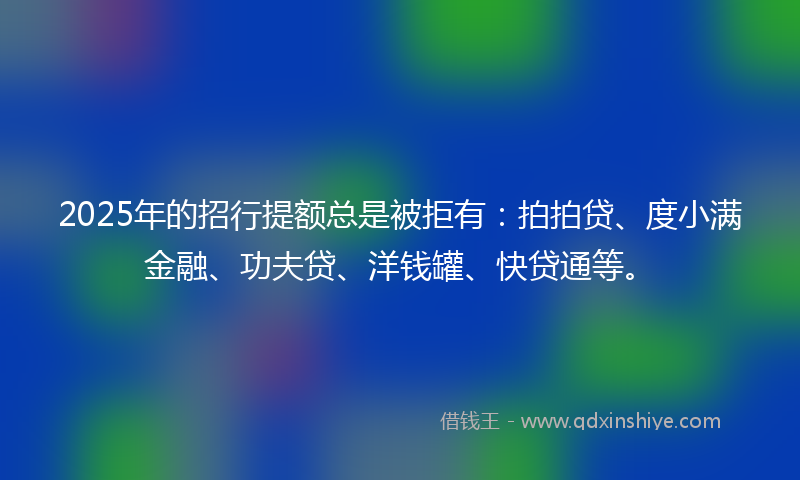 2025年的招行提额总是被拒有：拍拍贷、度小满金融、功夫贷、洋钱罐、快贷通等。