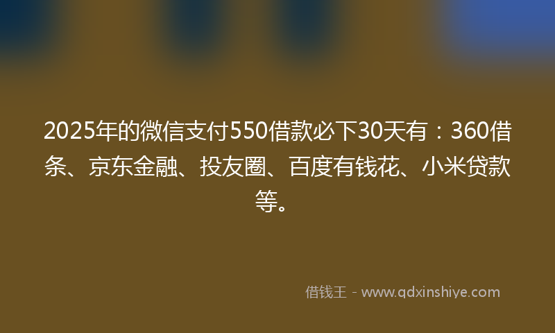 2025年的微信支付550借款必下30天有：360借条、京东金融、投友圈、百度有钱花、小米贷款等。