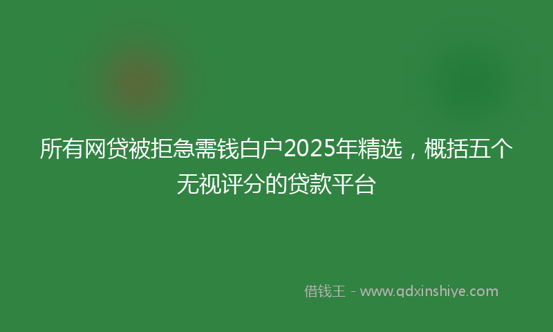 所有网贷被拒急需钱白户2025年精选，概括五个无视评分的贷款平台